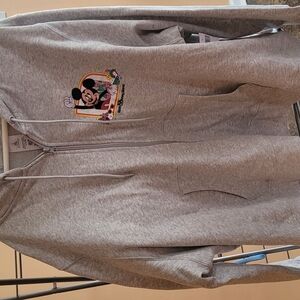 Gray Zip-Up Hoodie with Mickey Mouse Graphic